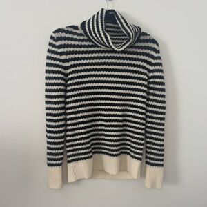 Banana Republic Alpaca Striped Sweater Small Black White Italian Yarn Filpucci